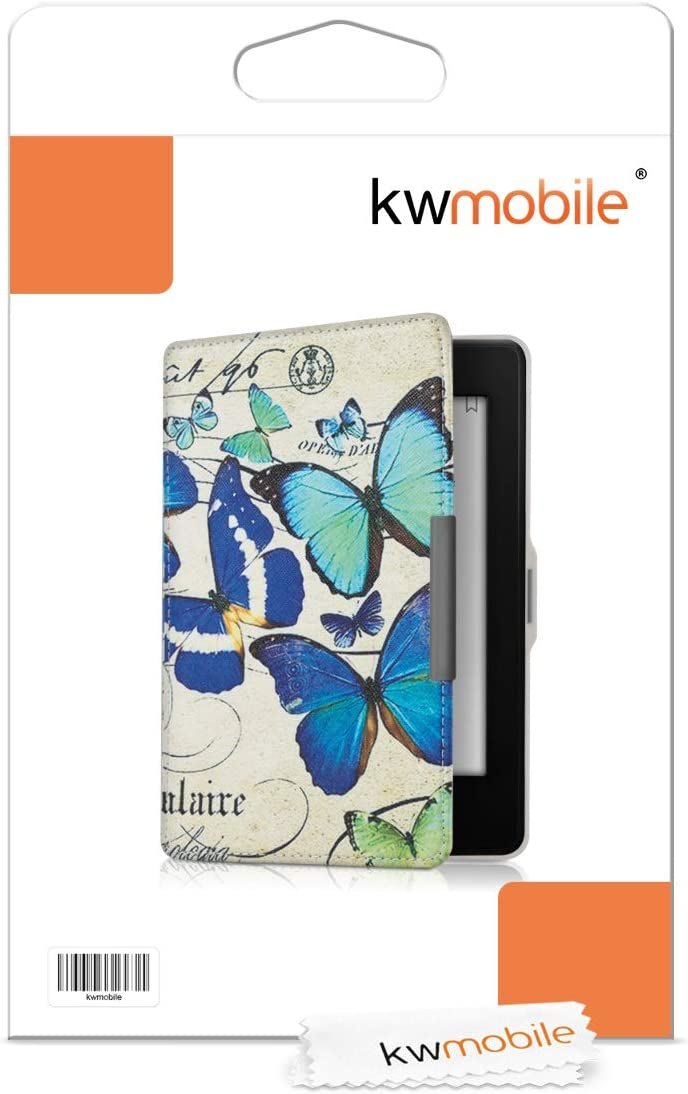Puzdro KW Mobile - Vintage Butterflies - KW2313606 - pre Amazon Kindle Paperwhite 1/2/3 - modré, béžové