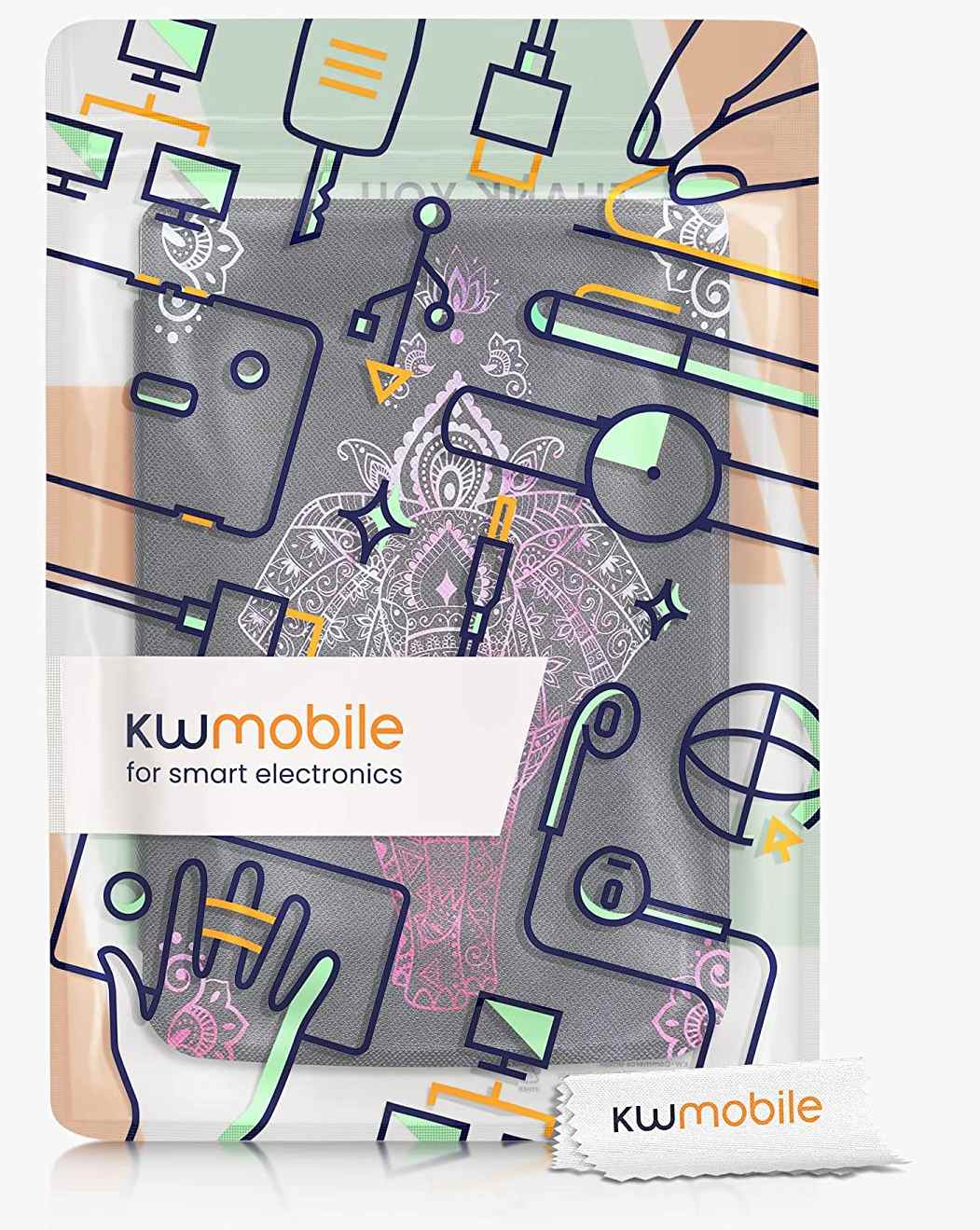 Puzdro KW Mobile - Elephant Sketch - KW4621614 - pre Pocketbook 616/617/627/628/632/633 - antracitové