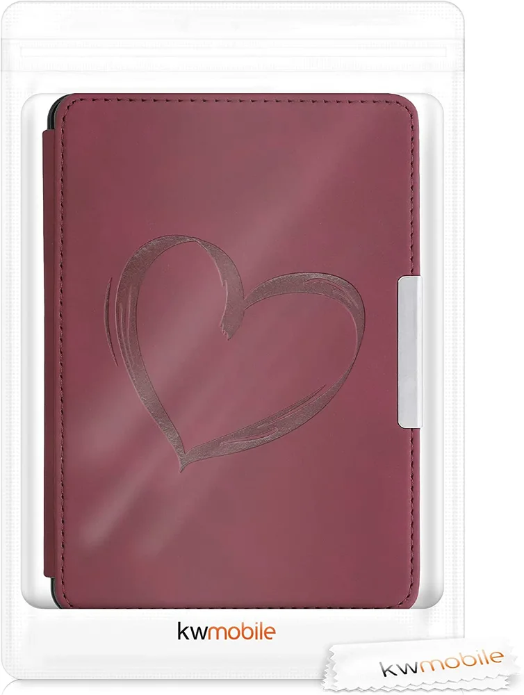 Puzdro KW Mobile - Brushed Heart - KW4974710 - pre Amazon Kindle Paperwhite 1/2/3 - tmavo červené