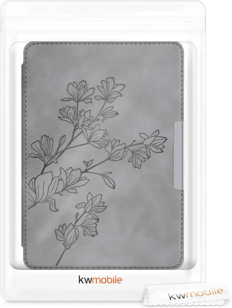 Púzdro KW Mobile - Magnolias - KW4897515 - pre Amazon Kindle Paperwhite 4 (2018) - šedé