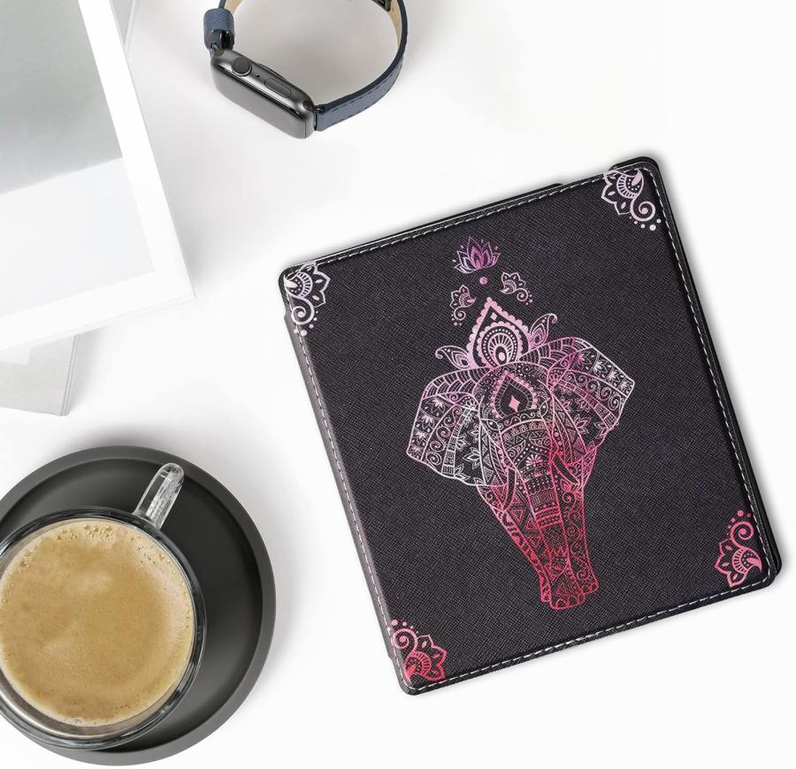 Puzdro KW Mobile - Elephant Sketch Stand - KW5784901 - pre Amazon Kindle Oasis 2/3 - antracitové