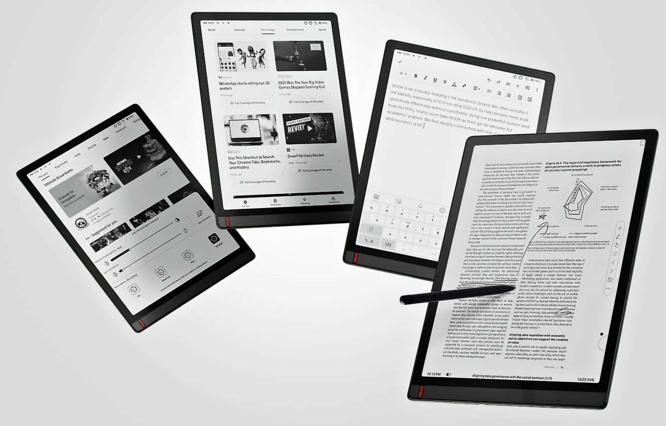 ONYX BOOX TAB X, 13,3", 128 GB, podsvietená, Bluetooth, Android 11, E-ink displej, WiFi - čierny