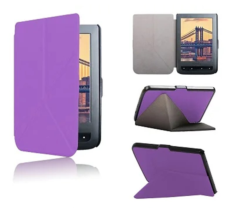 Puzdro Origami Durable Lock pre Pocketbook 614 / 615 / 624 / 625 / 626 - fialové, stojan, magnet