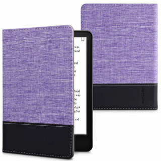 Púzdro KW Mobile - Leather And Canvas - KW5762645 - pre Amazon Kindle Paperwhite 5 (2021) - fialové, čierne