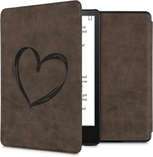 Puzdro KW Mobile Felt Brushed Heart - KW5625802 - pre Amazon Kindle Paperwhite 5 (2021) - hnedé