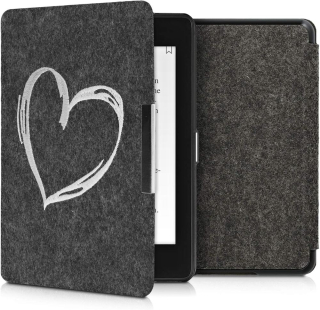 Puzdro KW Mobile Felt Brushed Heart - KW4848910 - pre Amazon Kindle Paperwhite 4 (2018) - čierne