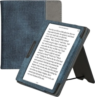 Púzdro KW Mobile Double Leather - KW6118917 - pre Onyx Boox Leaf 2 - farba čierna, denim
