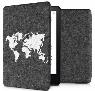 Puzdro KW Mobile Felt Travel Outline - KW5626008 - pre Amazon Kindle Paperwhite 5 (2021) - tmavo šedé