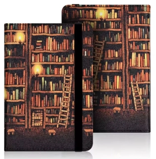 Armori Wraper W006 - univerzálne puzdro na čítačky kníh, 6" displej - motív Bookcase