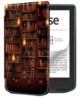 Armori Trimer T059, púzdro pre Pocketbook 629 Verse / 634 Verse Pro - magnetické zatváranie, AutoSleep, motív Library