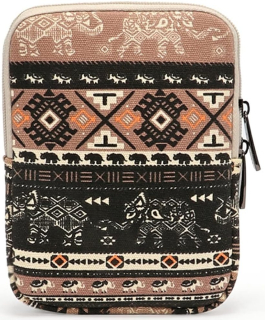 ARMORI Zipper Z068 - motív Brown Elephant - Univerzálne puzdro pre čítačky 6" - textilné, zips