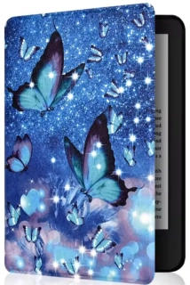 Armori Trimer T110, púzdro pre Amazon Kindle Paperwhite 1/2/3 - magnetické zatváranie, AutoSleep, motív Blue Butterfly
