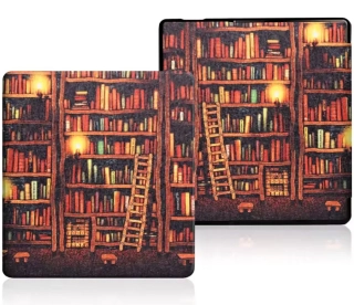 Armori Trimer T153, púzdro pre Amazon Kindle Oasis 2/3 - magnetické zatváranie, AutoSleep, motív Library
