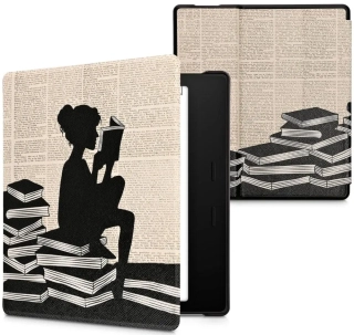Puzdro KW Mobile - Girl And Books - KW4941734 - pre Amazon Kindle Oasis 2/3 - viacfarebné