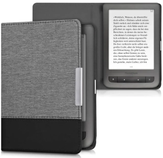 Puzdro KW Mobile - Fabric Flip - KW4334422 - pre Pocketbook 614/615/624/625/626 - svetlo šedé