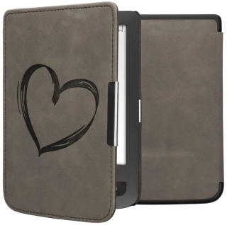 Púzdro KW Mobile - Brushed Heart - KW5574703 - pre Pocketbook 614/615/624/625/626 - tmavo šedé