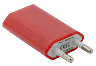 USB sieťový adaptér - AR-1005 - Univerzálna nabíjačka, 5V/1A - červená