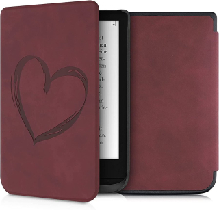 Puzdro KW Mobile - Brushed Heart - KW5022804 - pre Pocketbook 616/617/627/628/632/633 - tmavo červené