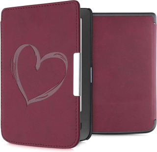 Puzdro KW Mobile - Brushed Heart - KW5574701 - pre Pocketbook 614/615/624/625/626 - tmavo červené