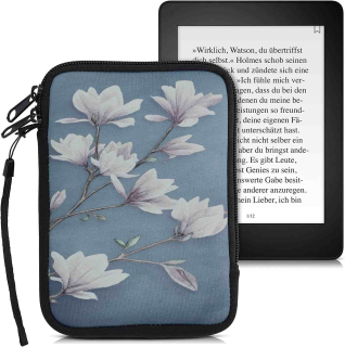 Púzdro KW Mobile Magnolias - KW5033508 - Univerzálne púzdro pre čítačky 6" - modré, biele