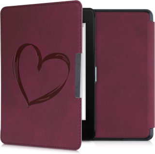Puzdro KW Mobile - Brushed Heart - KW4897512 - pre Amazon Kindle Paperwhite 4 (2018) - tmavo červené