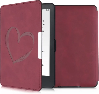 Puzdro KW Mobile - Brushed Heart - KW4974710 - pre Amazon Kindle Paperwhite 1/2/3 - tmavo červené