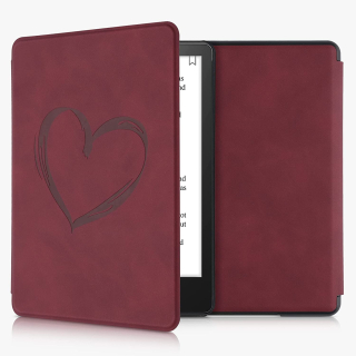 Puzdro KW Mobile - Brushed Heart - KW5625702 - pre Amazon Kindle Paperwhite 5 (2021) - tmavo červené
