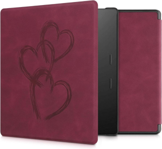 Puzdro KW Mobile - Brushed Heart Abstract - KW5697209 - pre Amazon Kindle Oasis 2/3 - červené